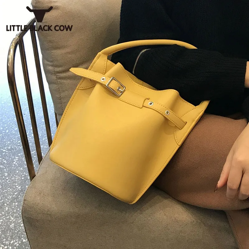 

Fashion Women Buckle Leather Bucket Bag Totes Sling Crossbody Bags Handbag Classic Composite Bag Solid Color Small Shoulder Bags