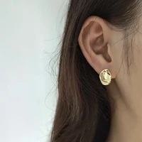 silvology 925 sterling silver irregular earrings gold glossy designer fashionable stud earrings for women 2019 summer jewelry