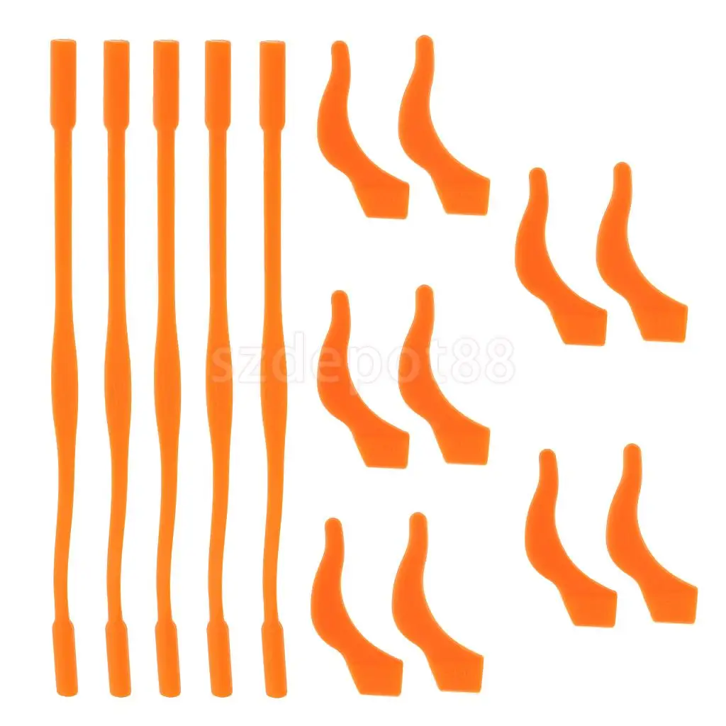 Orange 5 шт. Нескользящие Детские Силиконовые глазные стеклянные ремешки для очков стекло для чтения солнцезащитное стекло es шейный шнур цепь с держателем для ушей - Цвет: Orange