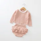 pink Демисезонный Модная одежда для детей, Детская мода Одежда для детей вязаный свитер с длинными рукавами+ шорты, комплекты, одежда для детей, для малышей, комплект одежды - Цвет: pink