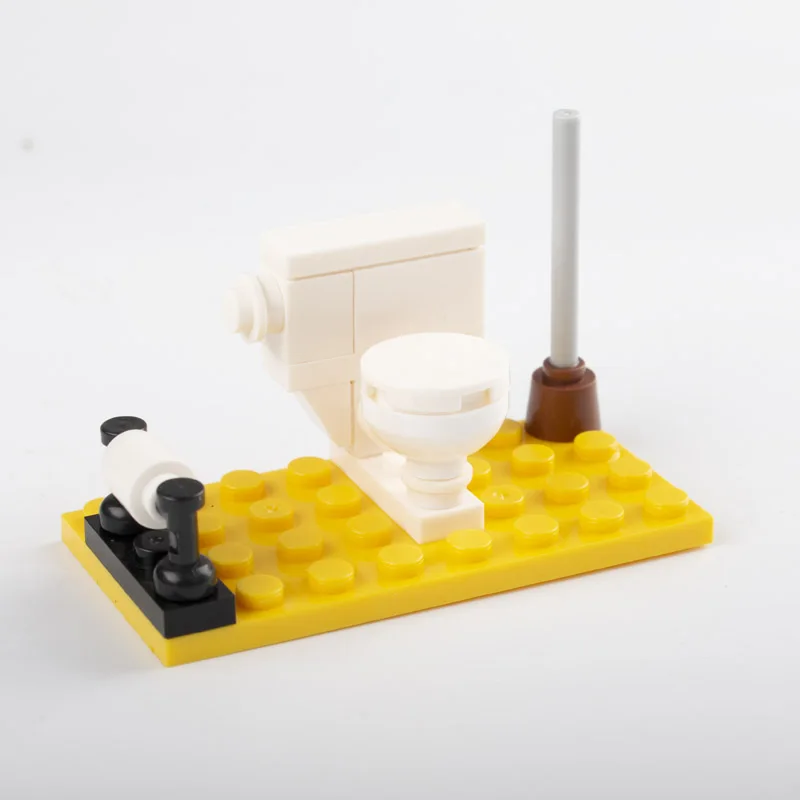 Сад Город кубики Moc образовательные строительные блоки туалет ванная комната туалет Лоо ролл плунжера болотная щетка DIY фигурки мини-аксессуары C027