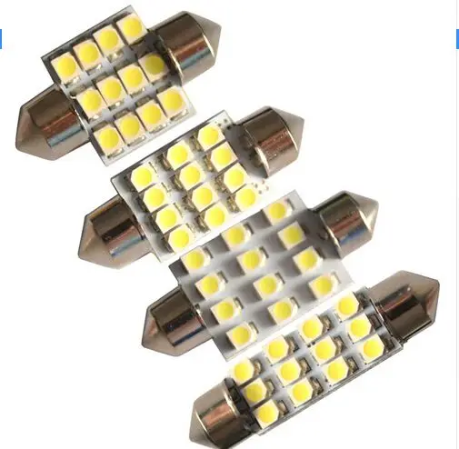 100 шт. 12 светодиодов 3528 SMD 1210 31 36 39 41 мм Coche Lampara de Interior Blanco Luz Boveda del adorno C5W Bombilla 6423 645