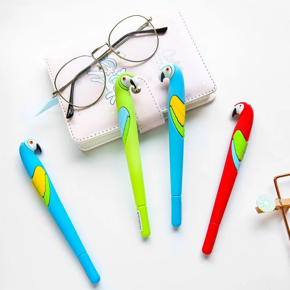 

3pcs Cute parrots gel pen color birds 0.5mm ballpoint Blue pens Brazil celebration Stationery gift Office School supplies A6217