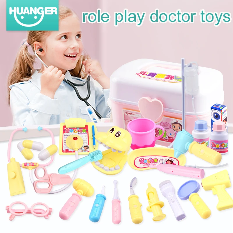 Huanger доктор, набор игрушек, Doctora Juguetes для детей, медицинский набор, Детская обучающая коробка, светильник, ролевые Классические игрушки