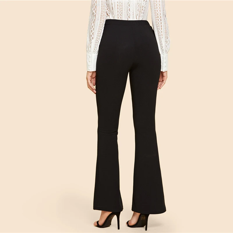SHEIN Расклешенные Однотонные Брюки Офисные Классические Брюки Для Женщин