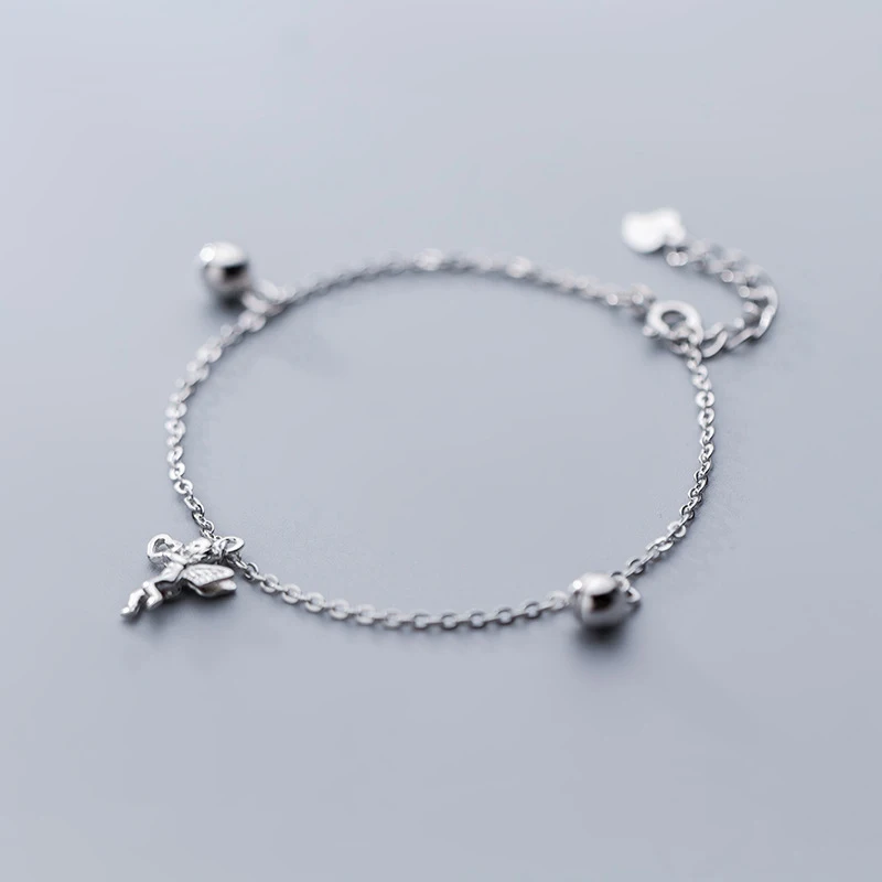 INZATT Real 925 Sterling Silver Angel Bracelet For Charming Women Party Cute Fine Jewelry Bead Accessories Gift | Украшения и
