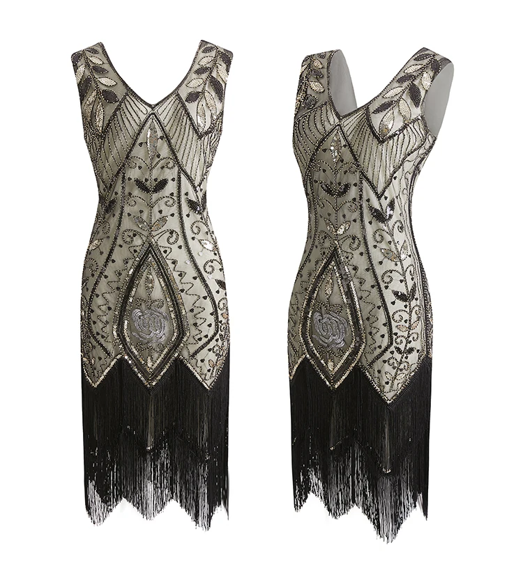 Mujeres s 1920 s vestido de aleta Gatsby винтажный talla grande ruaring S 20 s vestidos de disfraz con flecos para fiesta de gradu