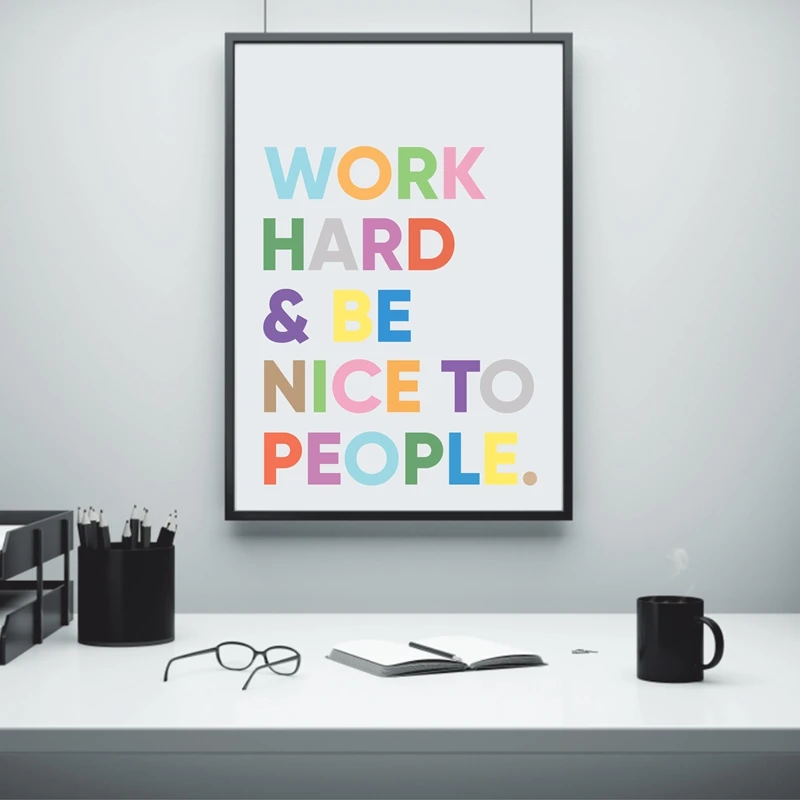 Мотивационные слова Wall Art принты и плакат усердно работать я хотел бы людей