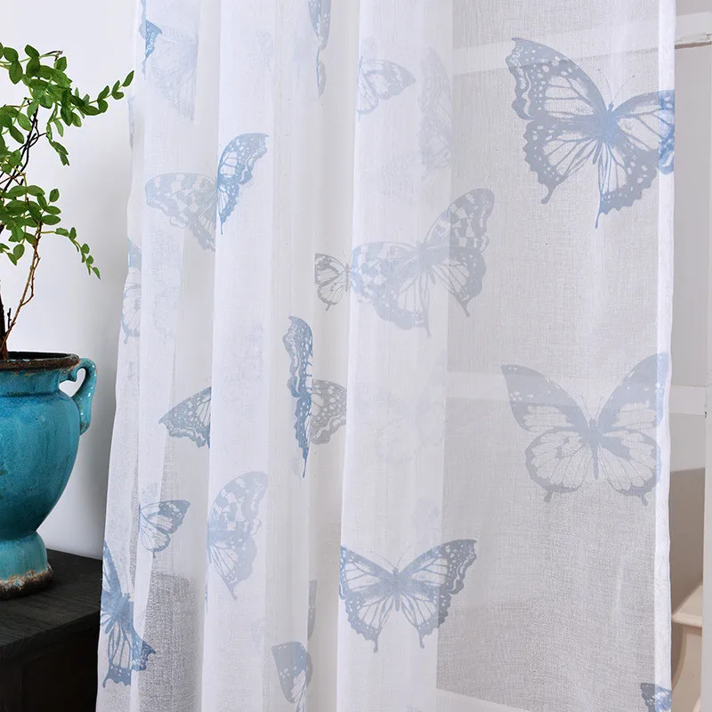 1 шт. бабочка Марля тюль вуаль отвесная хлопковая ткань занавески для окна кафе