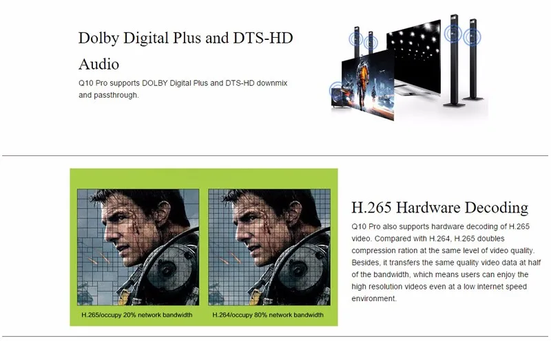 Himedia Q10 Pro 4K Android 7,1 ТВ приставка 3D смарт медиаплеер Hi3798CV200 четырехъядерный телеприставка Bluetooth Wifi ТВ приставка Dolby