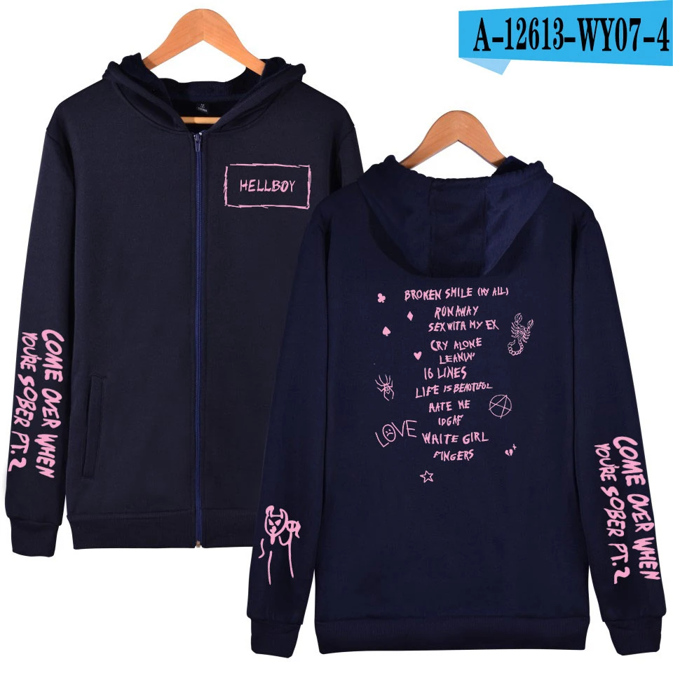 Lil peep harajuku Kpop толстовки на молнии Толстовка женская мужская уличная куртка одежда оверсайз хип-хоп Bangtan Одежда для мальчиков - Цвет: navy