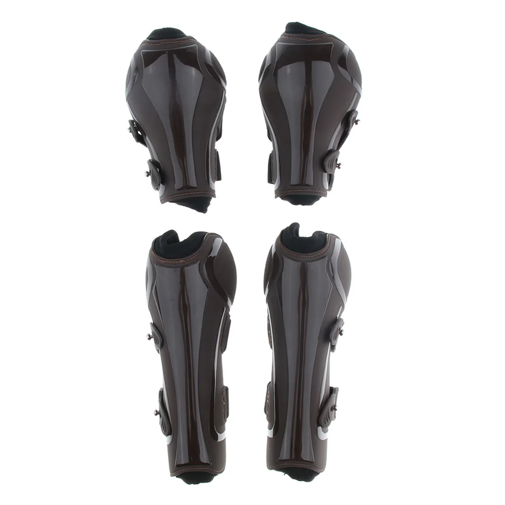 2 набора Equine Sports Dressage Boots, Horse Pony Jumping Защита ног Чистка Поддержка ботинок, коричневый