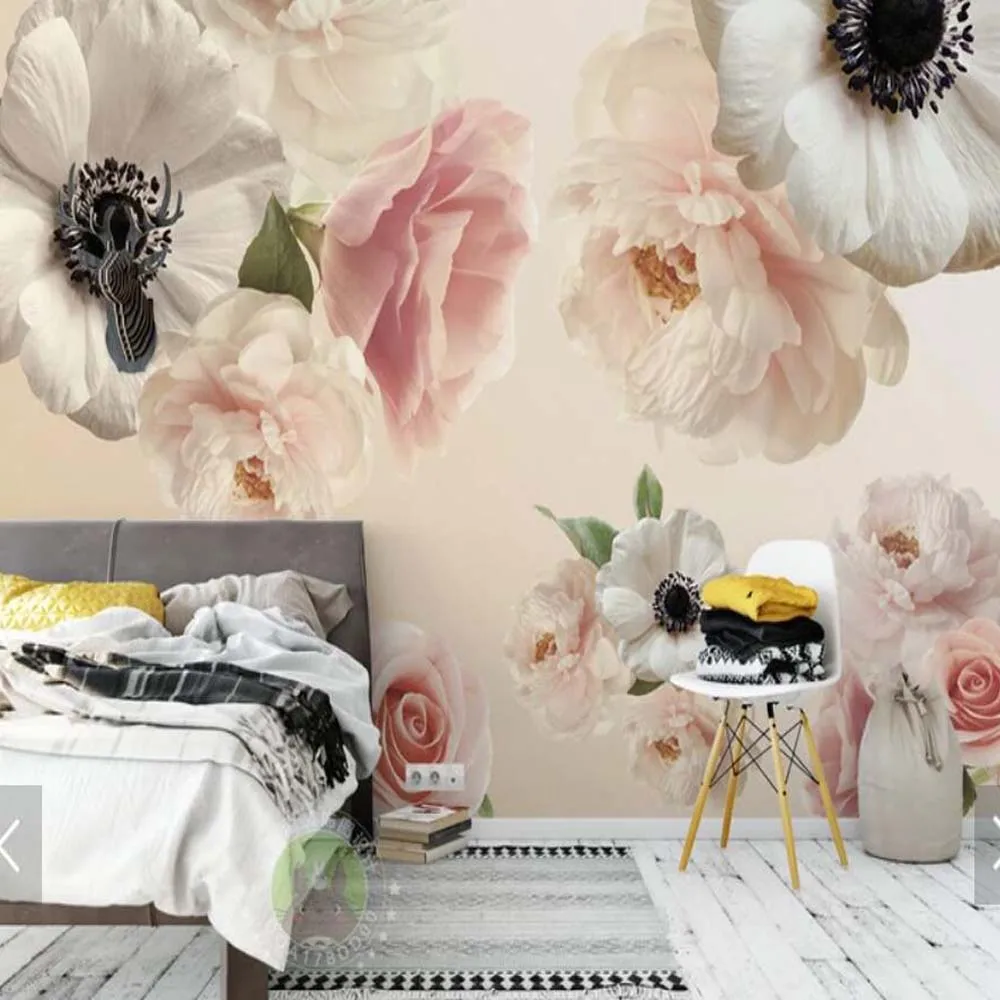 

3D Flower Wallpaper Wall Mural for Living Room Bedroom Wallpaper Art Wall Decals Contact Paper Modern Floral Wallpapers Roll