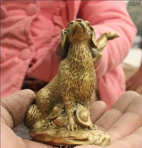 Китайская народная фэншуй латунная статуя зодиака собаки | Дом и сад