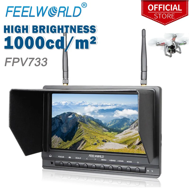 Feelworld FPV733 7 &quot800x480 разрешение 1000 нит яркость FPV монитор с двойным 5 8G 32CH
