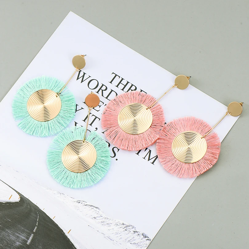 2018 новые Винтаж круглый бахрома серьги для Женское вечернее платье Этнические