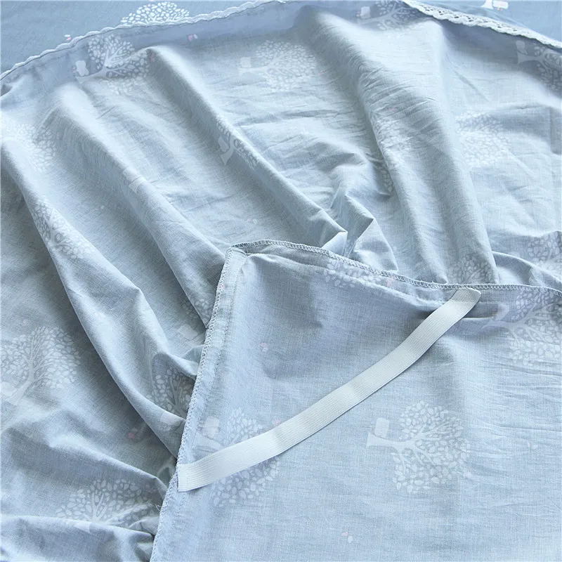 Роскошные Синие кружевные комплекты постельного белья 100% хлопок двойной полный