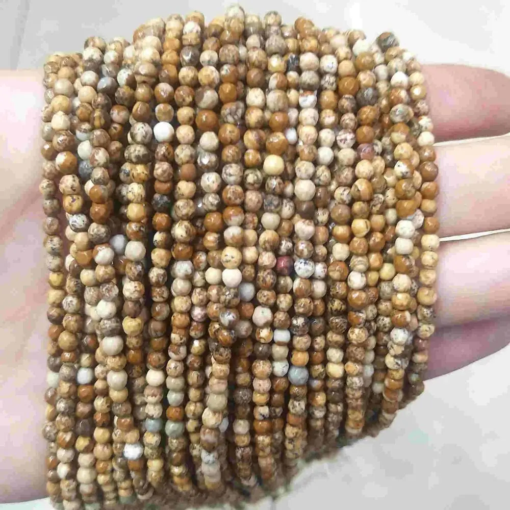 Picture Stone Граненые 3 мм натуральный камень бусины розовый кристалл кварца лазурит Агаты драгоценный камень бусины для самостоятельного изготовления ювелирных изделий браслет - Цвет: Picture Stone
