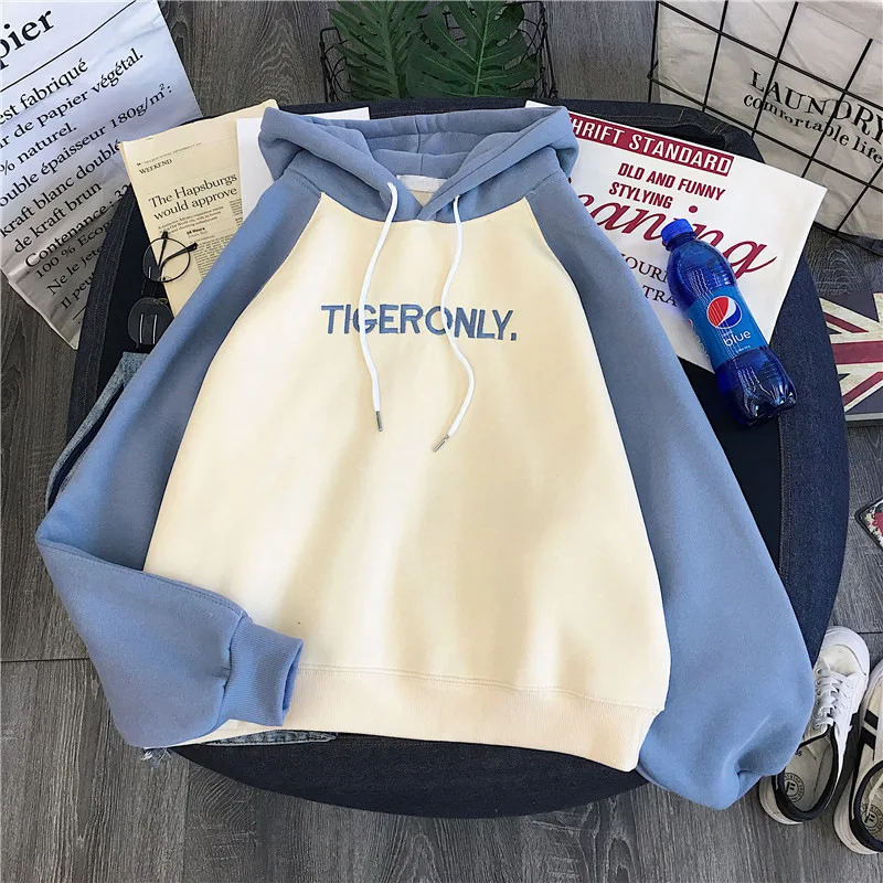 Осень зима 2019 женские толстовки с капюшоном плюс бархат плотный пуловер вышивкой