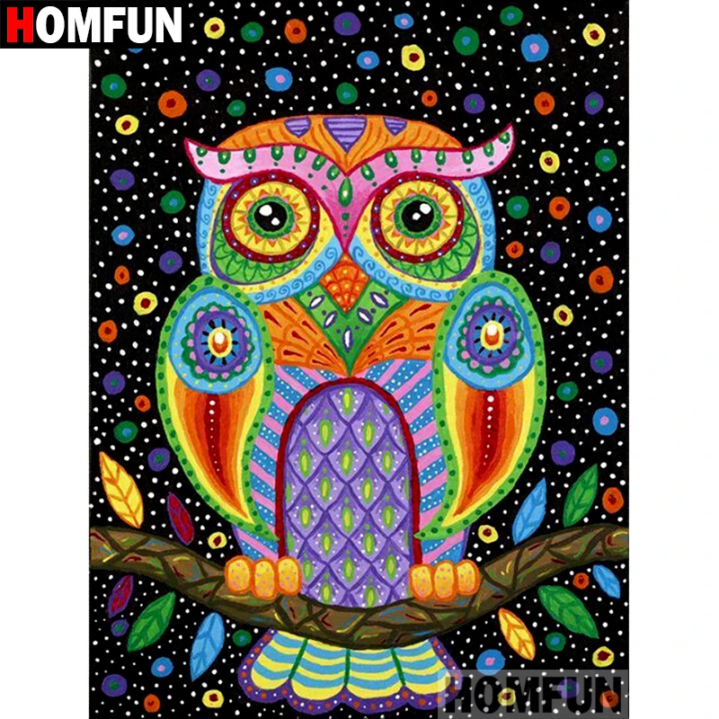 Алмазная живопись HOMFUN A07462 картина красочная Сова с полными квадратными/круглыми