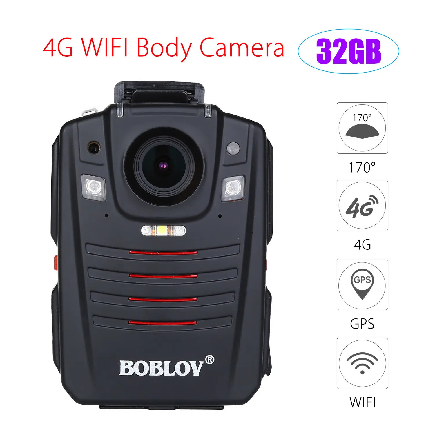 BOBLOV HD66 07 4G Wi Fi полицейская видеокамера 1296 P 32 ГБ 2 0 дюйма портативная Карманная