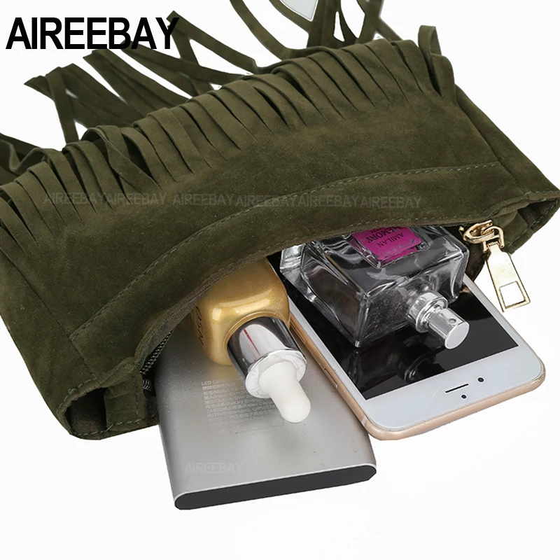 Женские бархатные сумки AIREEBAY винтажные дизайнерские поясные с кисточками