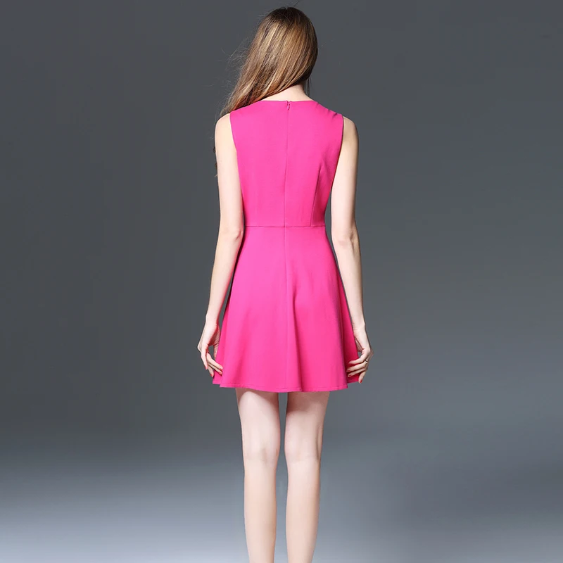 Женское платье трапециевидной формы без рукавов с круглым вырезом сексуальное