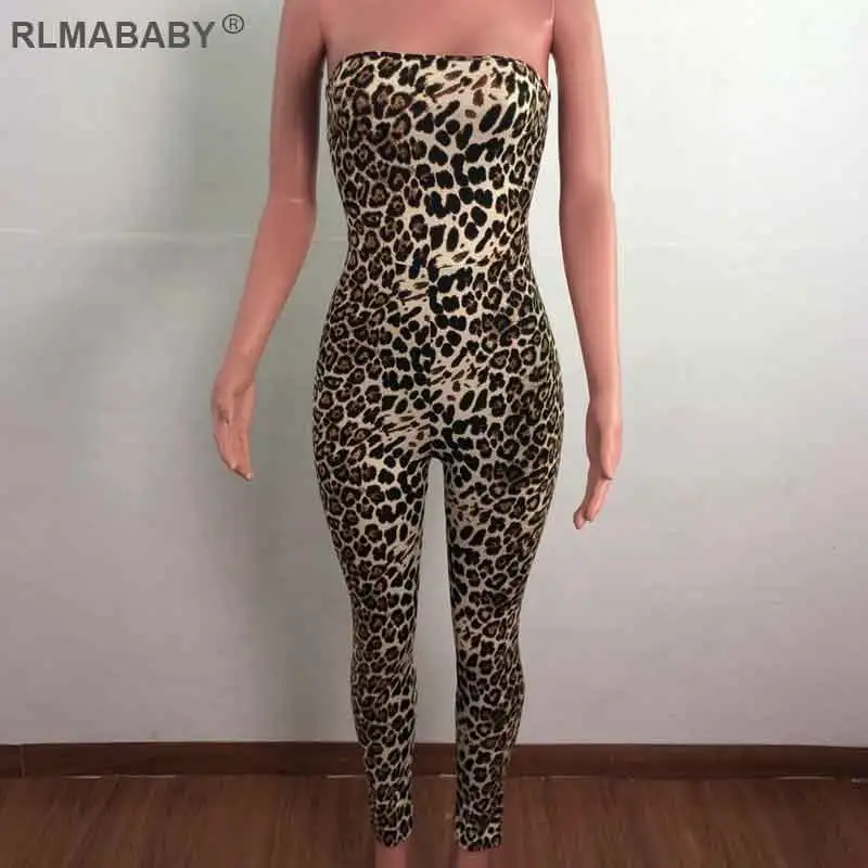 Leopard RLMABABY сексуальный комбинезон без бретелек Леопардовый женский комбинезон с открытой спиной на шнуровке Облегающий комбинезон комбинезоны вечерние комбинезоны для ночного клуба Летний комбинезон - Цвет: Leopard