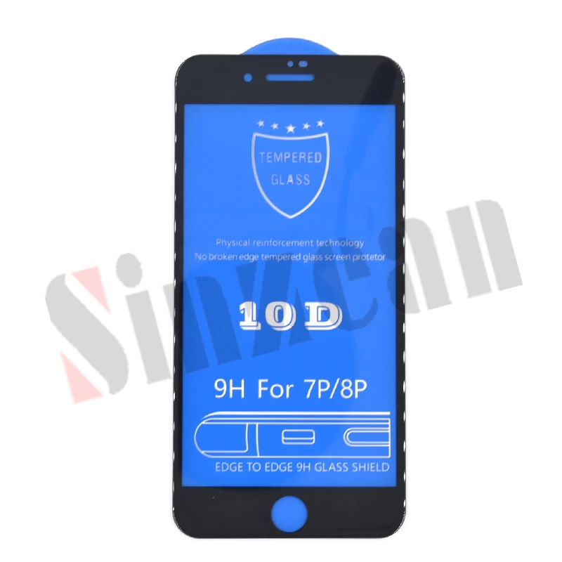 Sinzean 100 шт 10D изогнутый для iPhone 11 Pro Max/XR/XS MAX/8 plus/6 S PLUS/7 PLUS/X 10D полностью покрытый протектор из закаленного стекла