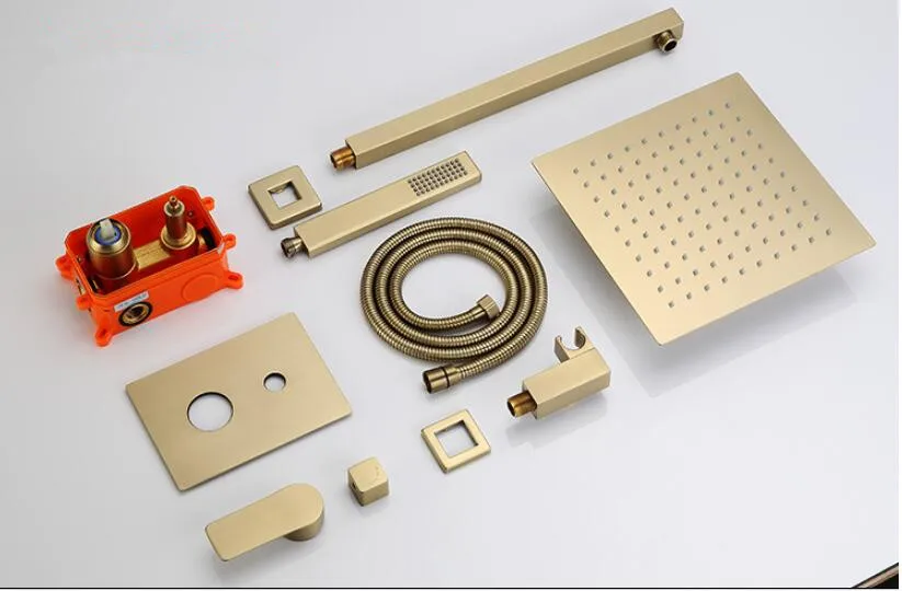 Набор для душа в ванной комнате матовый смеситель с золотым дождем настенные или