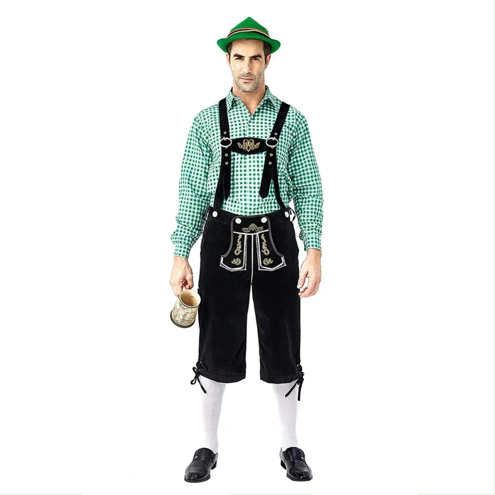 Костюм Октоберфест Lederhosen баварский Немецкий фестиваль пива черные брюки рубашки