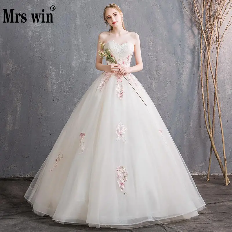 Свадебные платья Новинка 2019 г. Mrs Win Принцесса без бретелек красочное вышитое