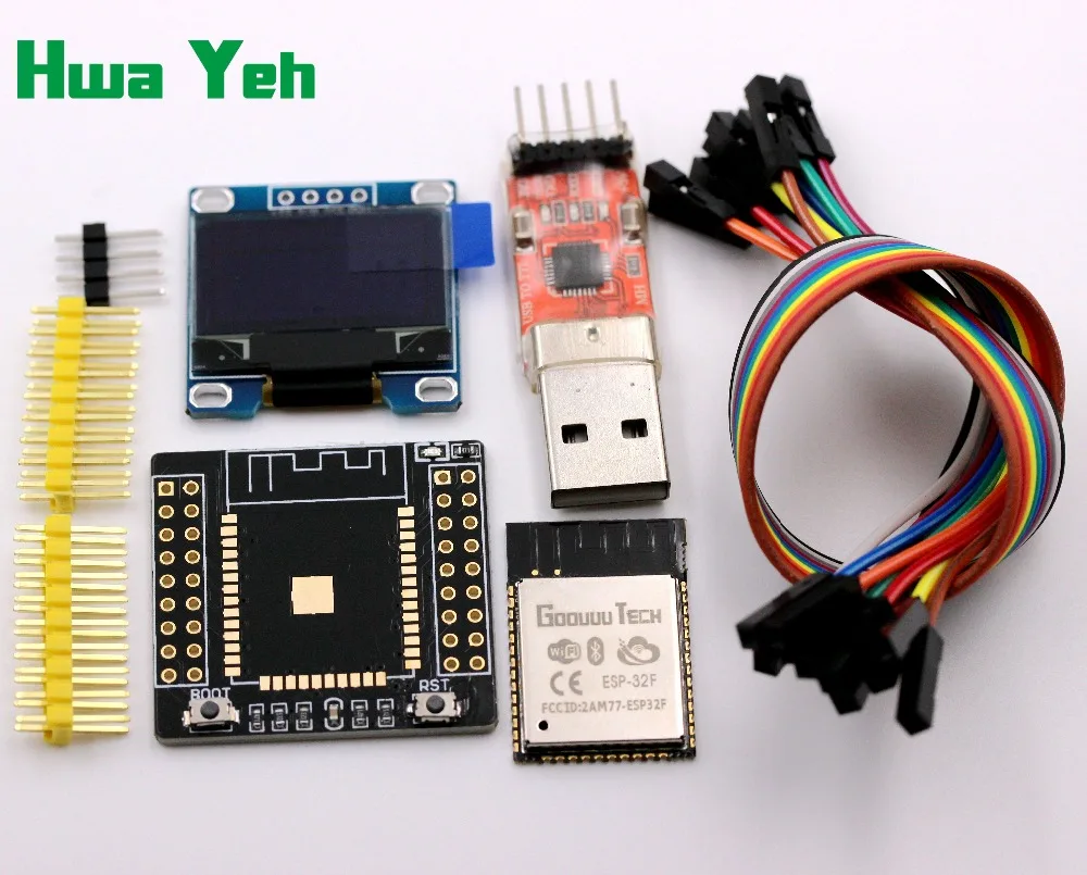 Модуль ESP32F для arduino модуль адаптер + плата ESP32 CP2102 OLED 0 96 дюйма желто синий 20 см