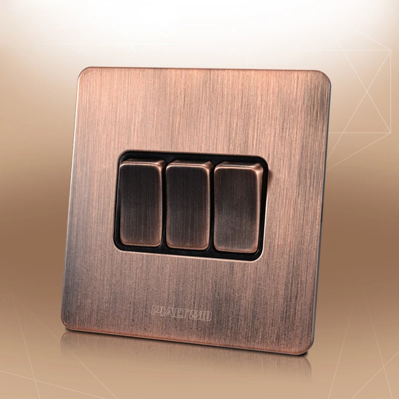 Ретро Красный Бронзовый кнопочный переключатель с тремя режимами управления 6A 110