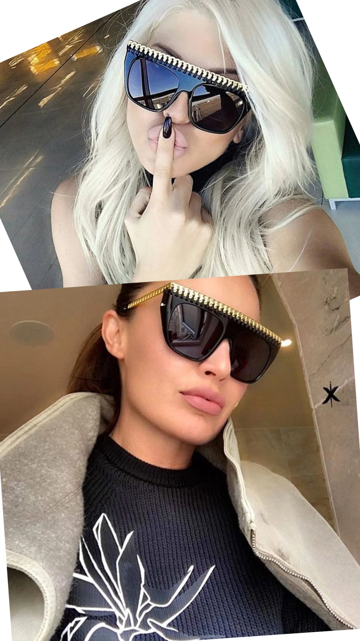 Ccspace металлической цепью Стиль Винтаж бренд Для женщин Солнцезащитные очки для