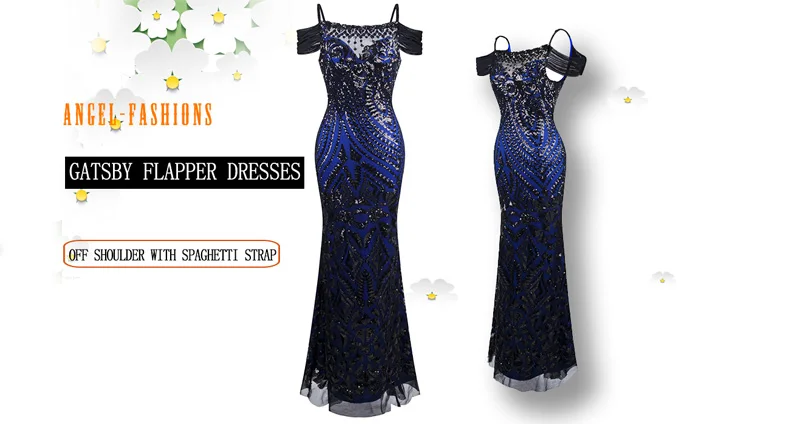 Angel-Fashion vestido de festa длинное вечернее платье русалки с блестками Abendkleid черного цвета 220