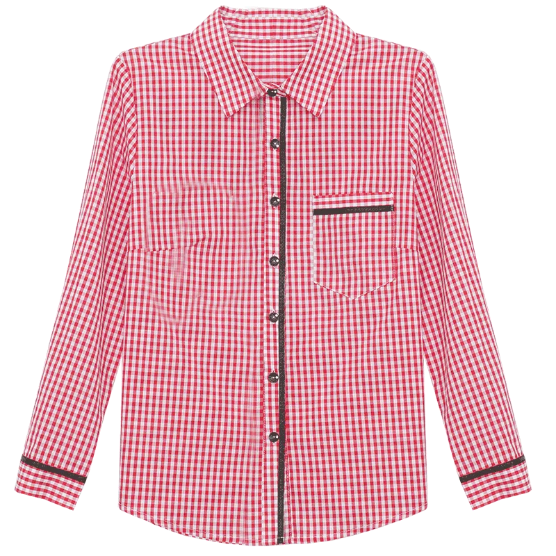 

A New Korean Style of Spring Garment 2020 Slim Black-and-White Long-sleeved Blouse for Women and Ladies