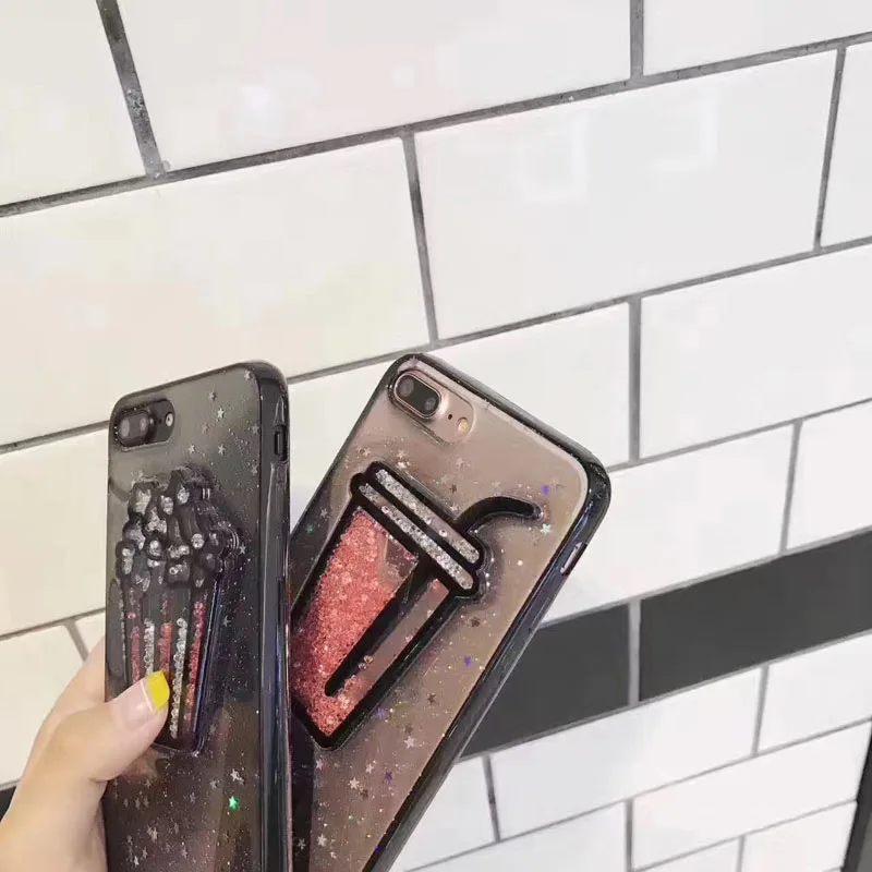 JiBan Shinny 3D Попкорн Прозрачный блестящий Bing чехлы для телефонов iphone 8 Plus чашки