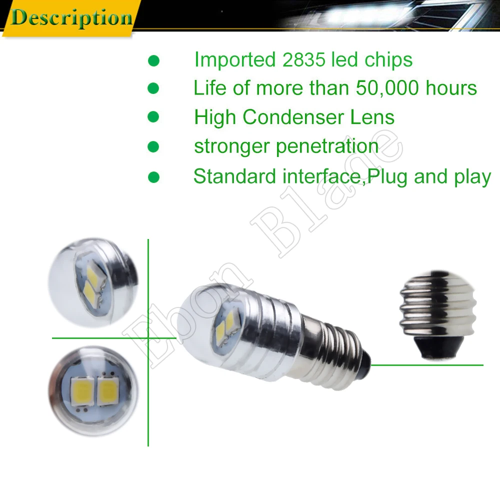 Пара E10 светодиодный винт для лампочки основание мини 1447 2835 2SMD белый светильник