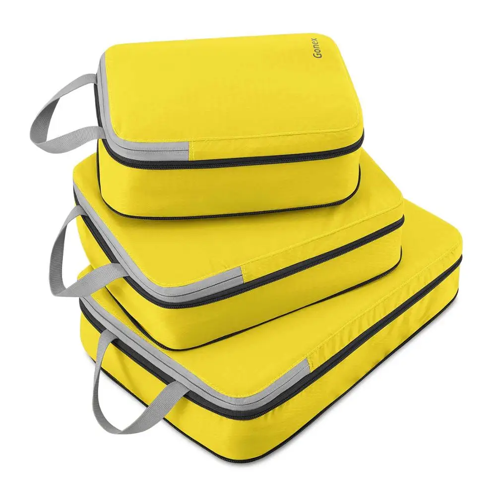 Yellow Gonex 3 шт./компл. дорожная сумка для хранения Чемодан Органайзер подвесной Ziplock Костюмы компрессионная упаковочная коробка для подарка любимому - Цвет: Yellow