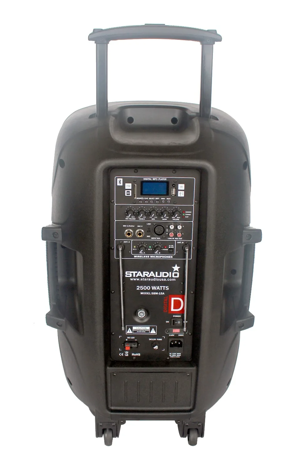 STARAUDIO SBM-15A Pro PA DJ Stage 15&quot Powered Battery Recharge Bluetooth Speaker with 2CH VHF Wireless Microphones | Электроника