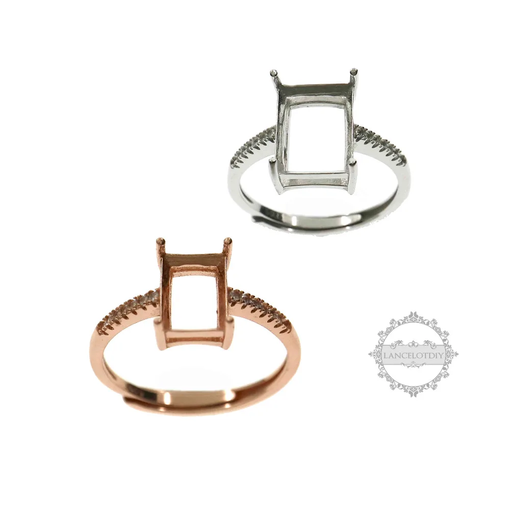 Прямоугольные розовые золотые серебряные драгоценные камни фианиты с