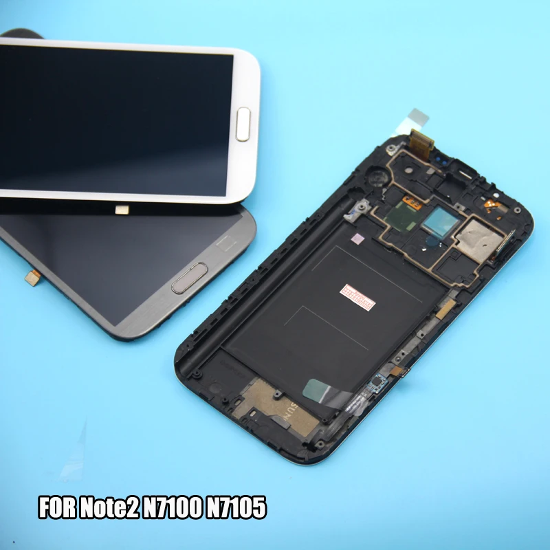 Супер AMOLED для Samsung Galaxy Note 2 N7100 N7105 ЖК-дисплей сенсорный экран дигитайзер с рамкой