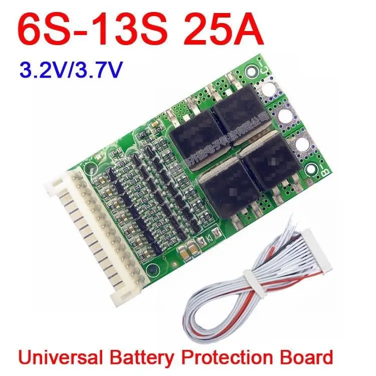 Защитная плата для литий ионного и литиевого аккумулятора 6S 13S 25A BMS LiFePO4 24 В 36 48 7S 8S
