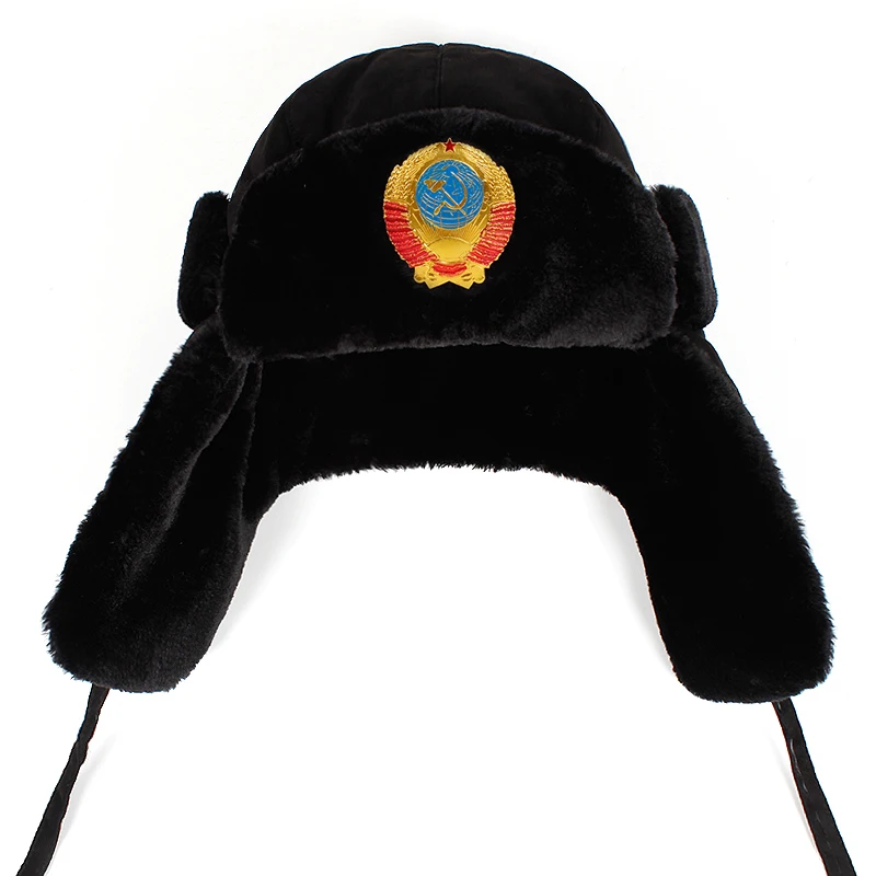 Мужской русский, СССР Lei Feng зимняя шапка Авиатор Открытый бомбардировщик ушных лоскутов Кепка s доказательство Trapper русские шапки