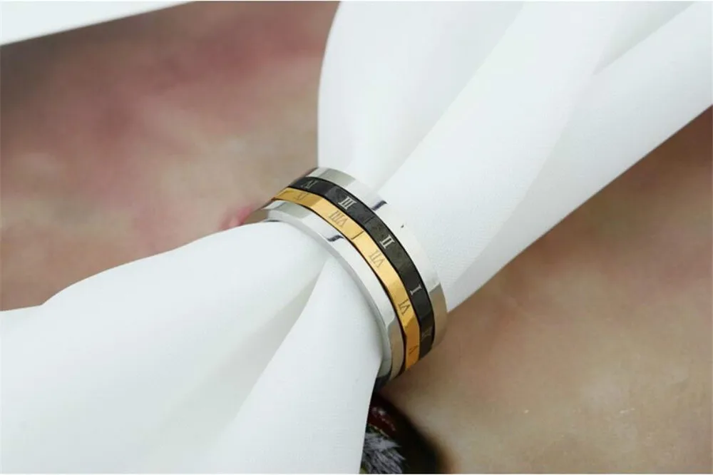 Mimeng Roman Numerals Titanium Rings for Men Personality Stainless Steel Can Be Turn Around | Украшения и аксессуары