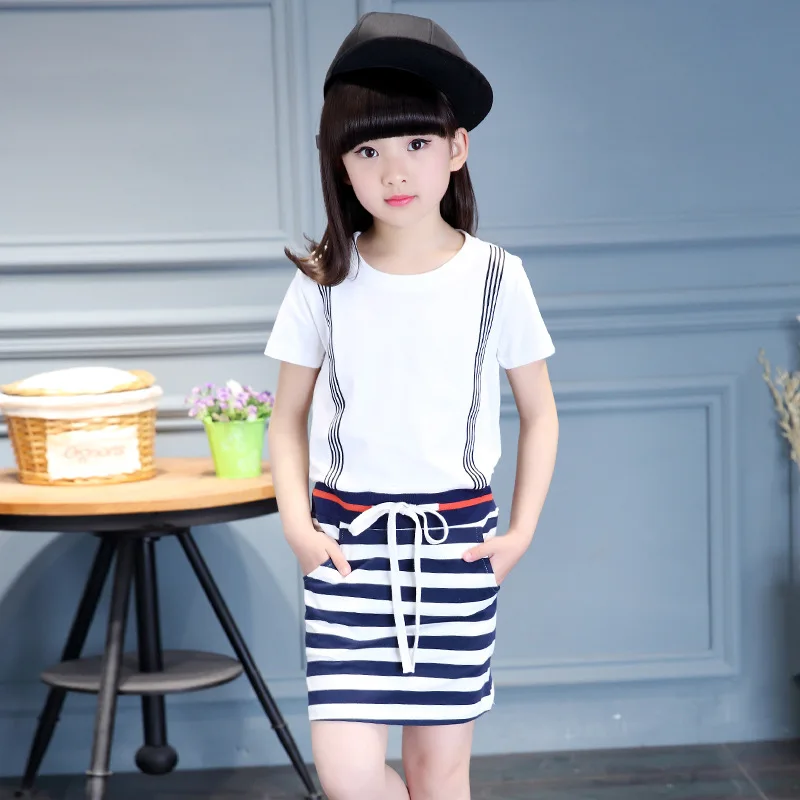 Fashion Girl Summer Dress 2018 Casual Girls Dresses Cotton Sports Clothes Toddler Clothing Children For 6-16Y | Детская одежда и