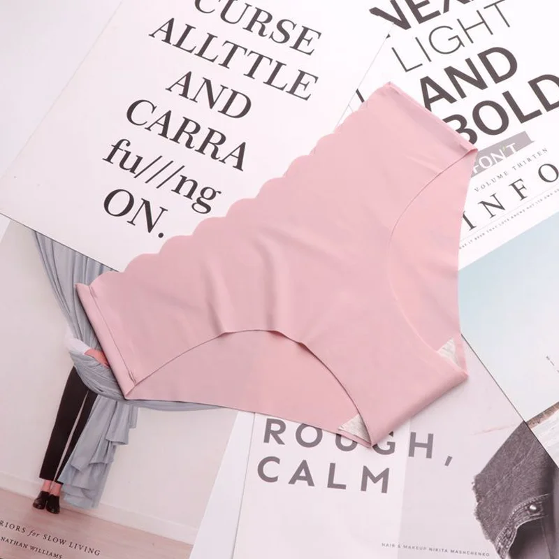 pink SP& CITY, Классические однотонные бесшовные трусы с оборками, хлопковое женское нижнее белье, сексуальное женское нижнее белье, летние тонкие мягкие сексуальные трусики - Цвет: pink