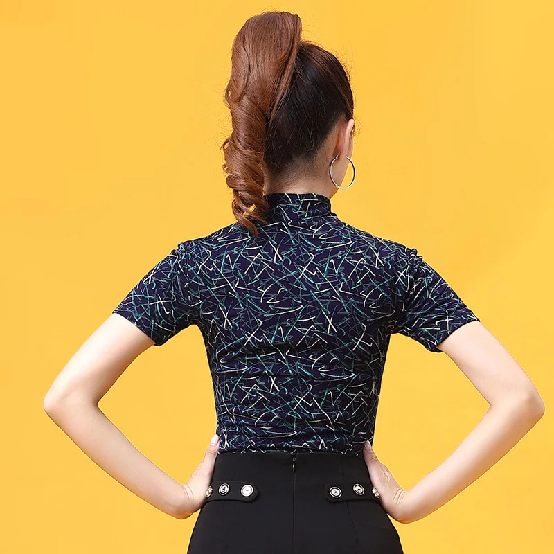 

Fashion Short Sleeve V-neck Modern Sexy Latin dance clothes top for women/female,Ballroom Adult Costume performance wears YT0518