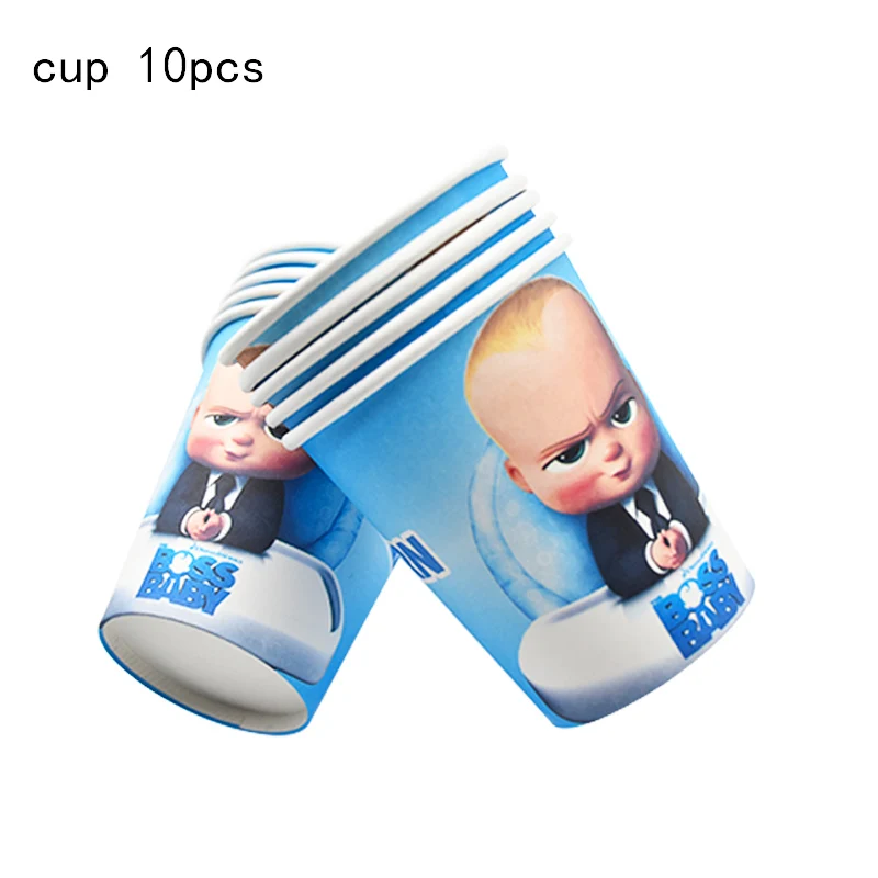 cup 10pcs Boss Детские тематические вечерние столовые приборы на день рождения Детская душевая тарелка и чашка для вечеринки napkinsBanner воздушные шары принадлежности украшения - Цвет: cup 10pcs